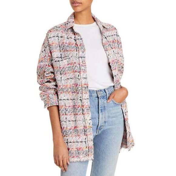 💕IRO PARIS💕 Mekkie Tweed Jacket ~ Multicolor Pink Plaid Check 38 - Picture 7 of 16